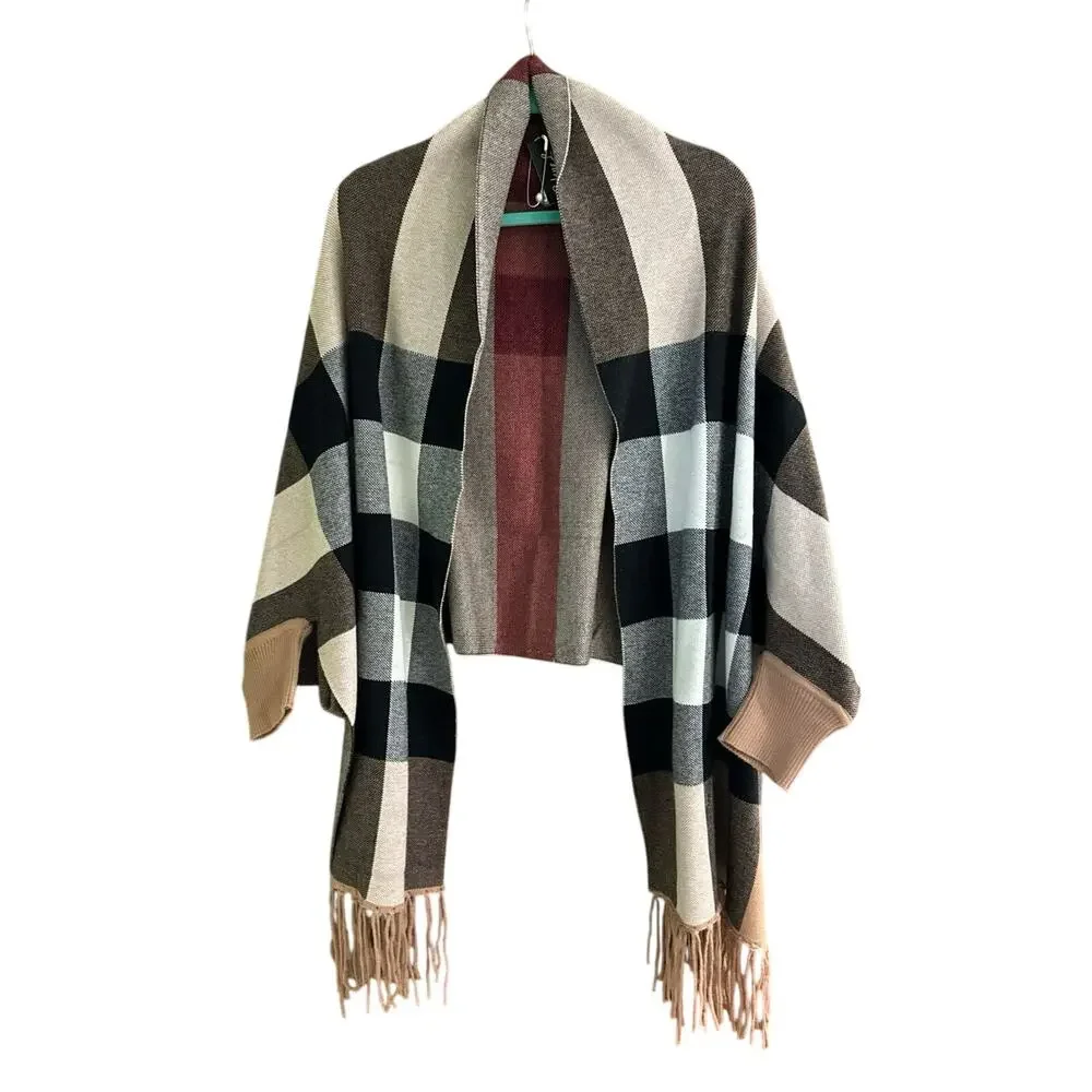 Selene L. Shawl/Scarf /Cover up/Poncho with sleeves - Multi